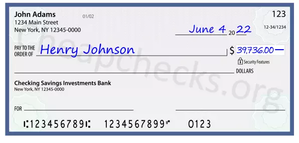 39736.00 dollars written on a check