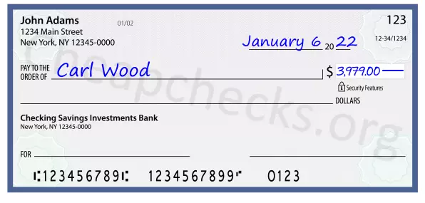 3979.00 dollars written on a check