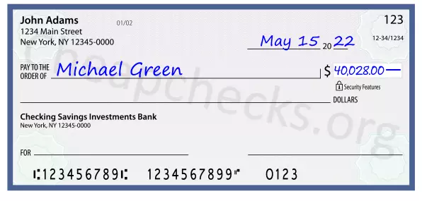 40028.00 dollars written on a check