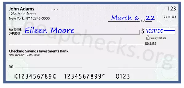 40111.00 dollars written on a check