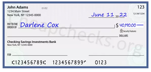 40190.00 dollars written on a check