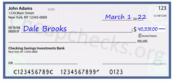 40331.00 dollars written on a check