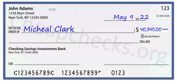 40345.00 dollars written on a check