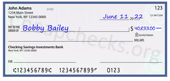 40833.00 dollars written on a check