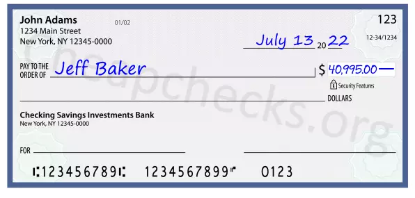 40995.00 dollars written on a check