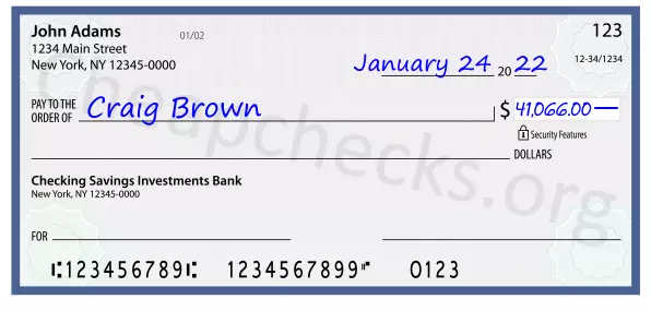 41066.00 dollars written on a check