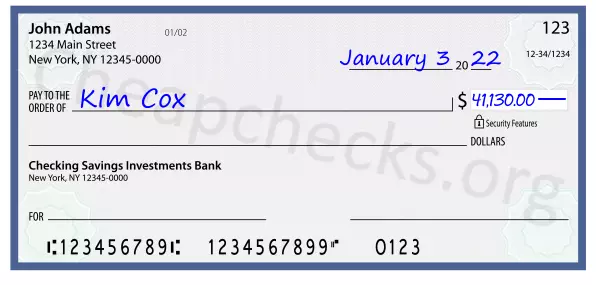 41130.00 dollars written on a check