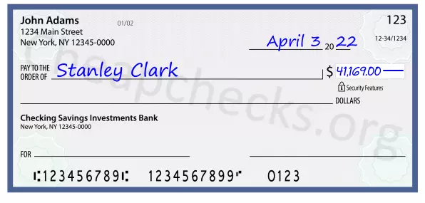 41169.00 dollars written on a check