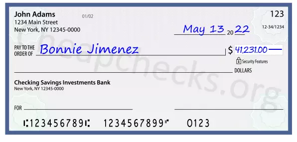 41231.00 dollars written on a check