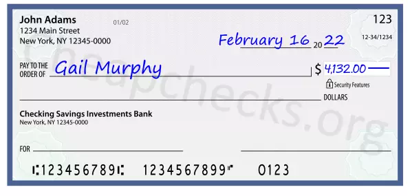 4132.00 dollars written on a check