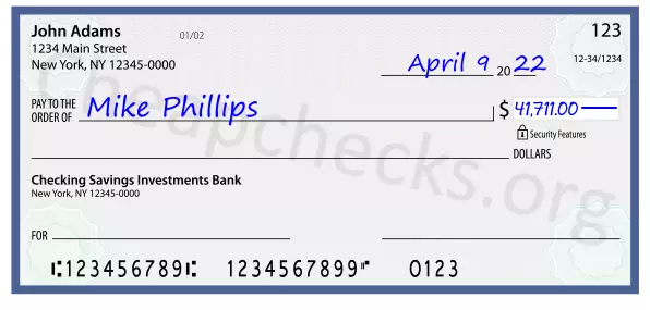 41711.00 dollars written on a check