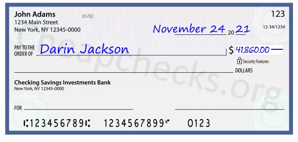 41860.00 dollars written on a check