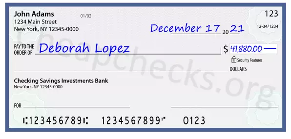 41880.00 dollars written on a check