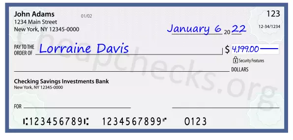 4199.00 dollars written on a check