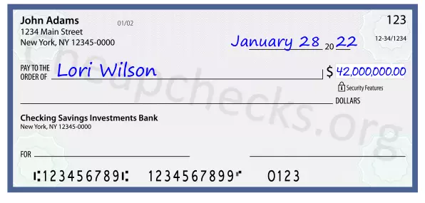 42000000.00 dollars written on a check