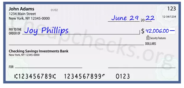 42006.00 dollars written on a check