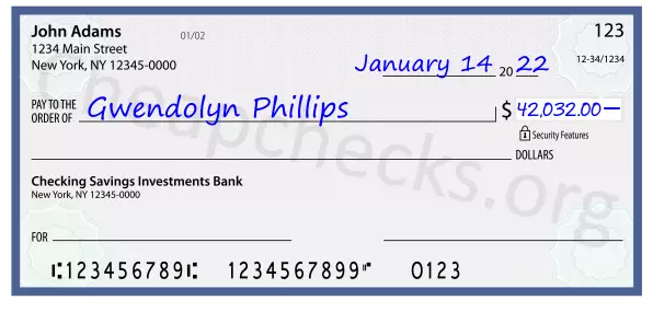 42032.00 dollars written on a check