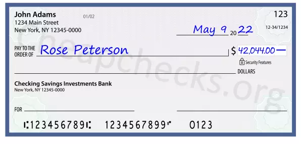 42044.00 dollars written on a check