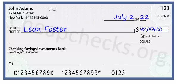 42054.00 dollars written on a check