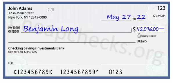 42096.00 dollars written on a check