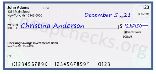 42164.00 dollars written on a check