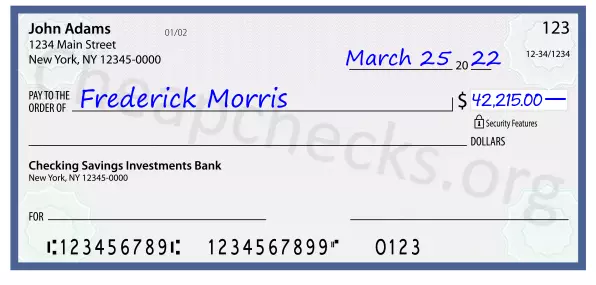 42215.00 dollars written on a check