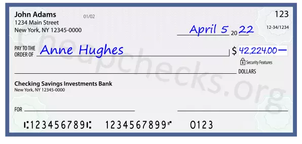 42224.00 dollars written on a check