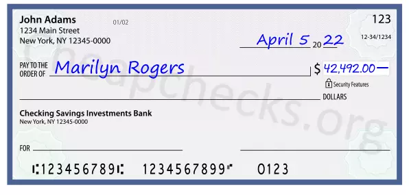 42492.00 dollars written on a check