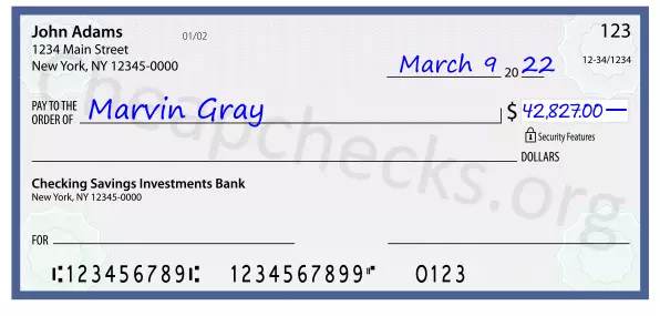 42827.00 dollars written on a check