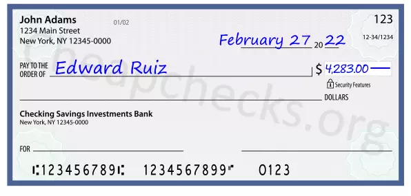 4283.00 dollars written on a check