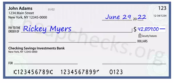 42859.00 dollars written on a check