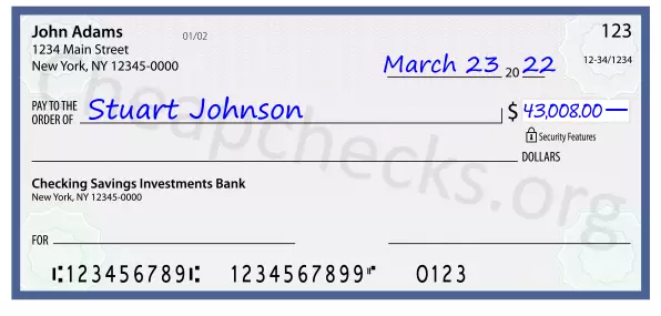 43008.00 dollars written on a check