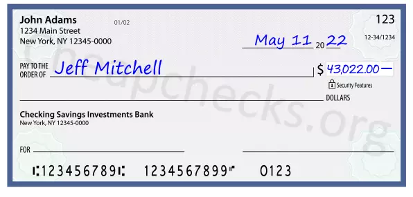 43022.00 dollars written on a check