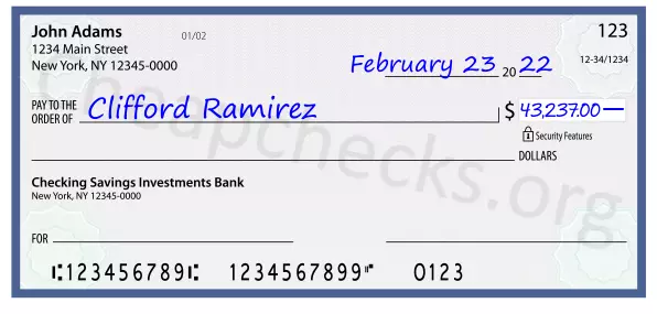 43237.00 dollars written on a check