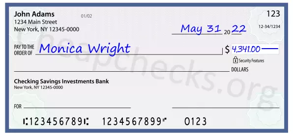 4341.00 dollars written on a check