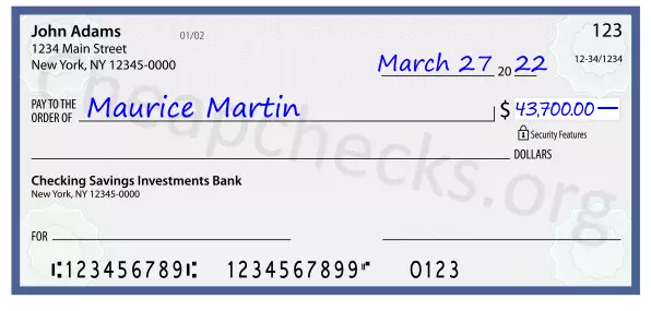 43700.00 dollars written on a check