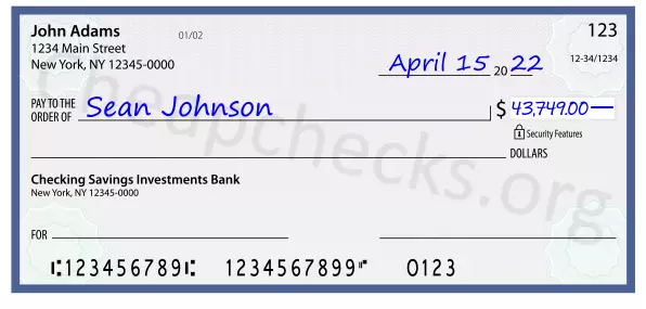 43749.00 dollars written on a check