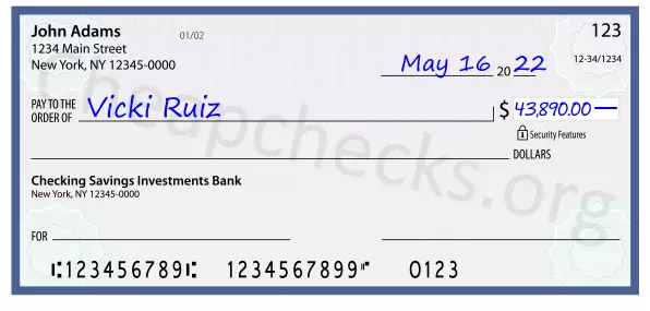 43890.00 dollars written on a check