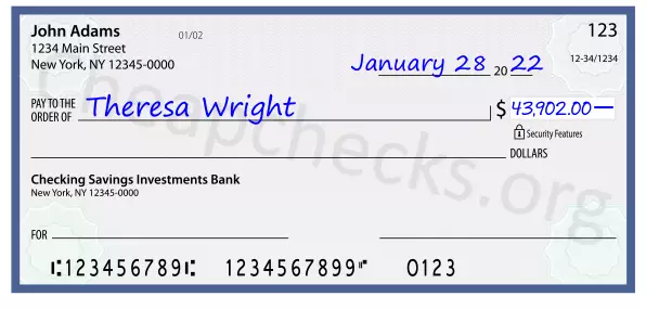 43902.00 dollars written on a check