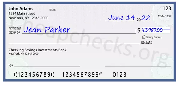 43987.00 dollars written on a check