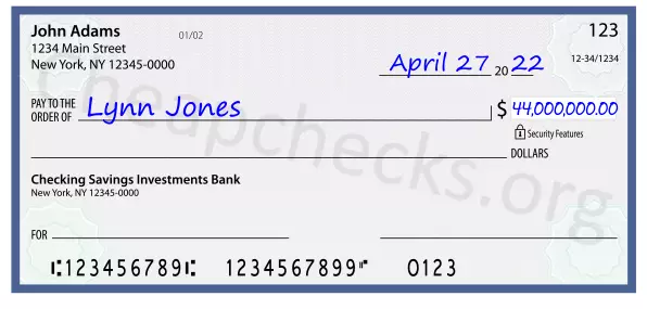 44000000.00 dollars written on a check