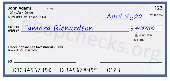 44059.00 dollars written on a check