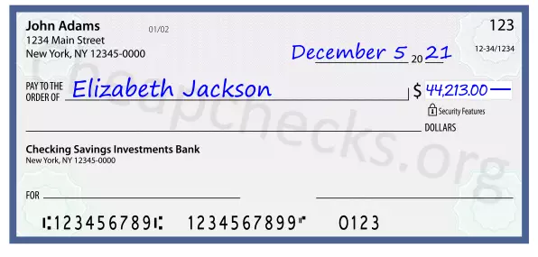 44213.00 dollars written on a check