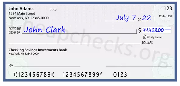 44428.00 dollars written on a check