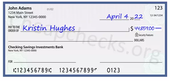 44859.00 dollars written on a check