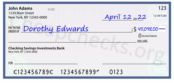 45098.00 dollars written on a check