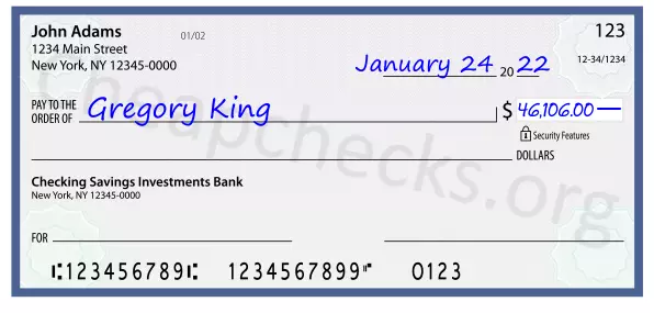 46106.00 dollars written on a check