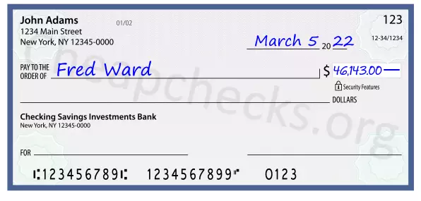 46143.00 dollars written on a check