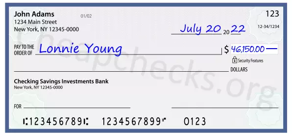 46150.00 dollars written on a check