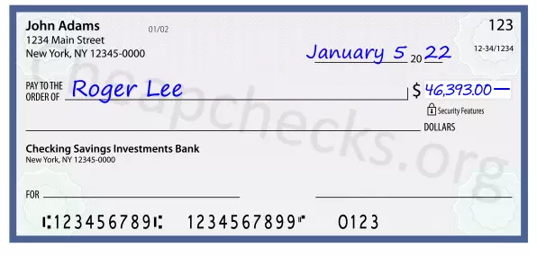 46393.00 dollars written on a check